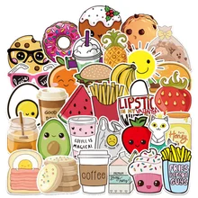 10/30/50PCS Cartoon Cute Food Diary Waterproof Graffiti Suitcase Notebook Skateboard Guitar Toy Decoration Sticker Wholesale