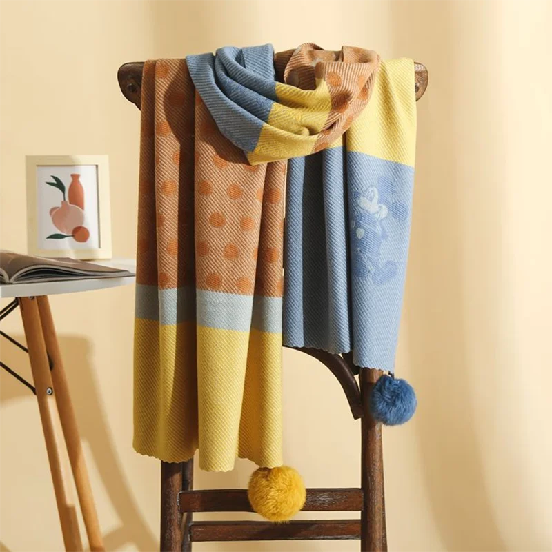 Роскошный брендовый шарф Disney высокого качества теплые помпоны кашемировый