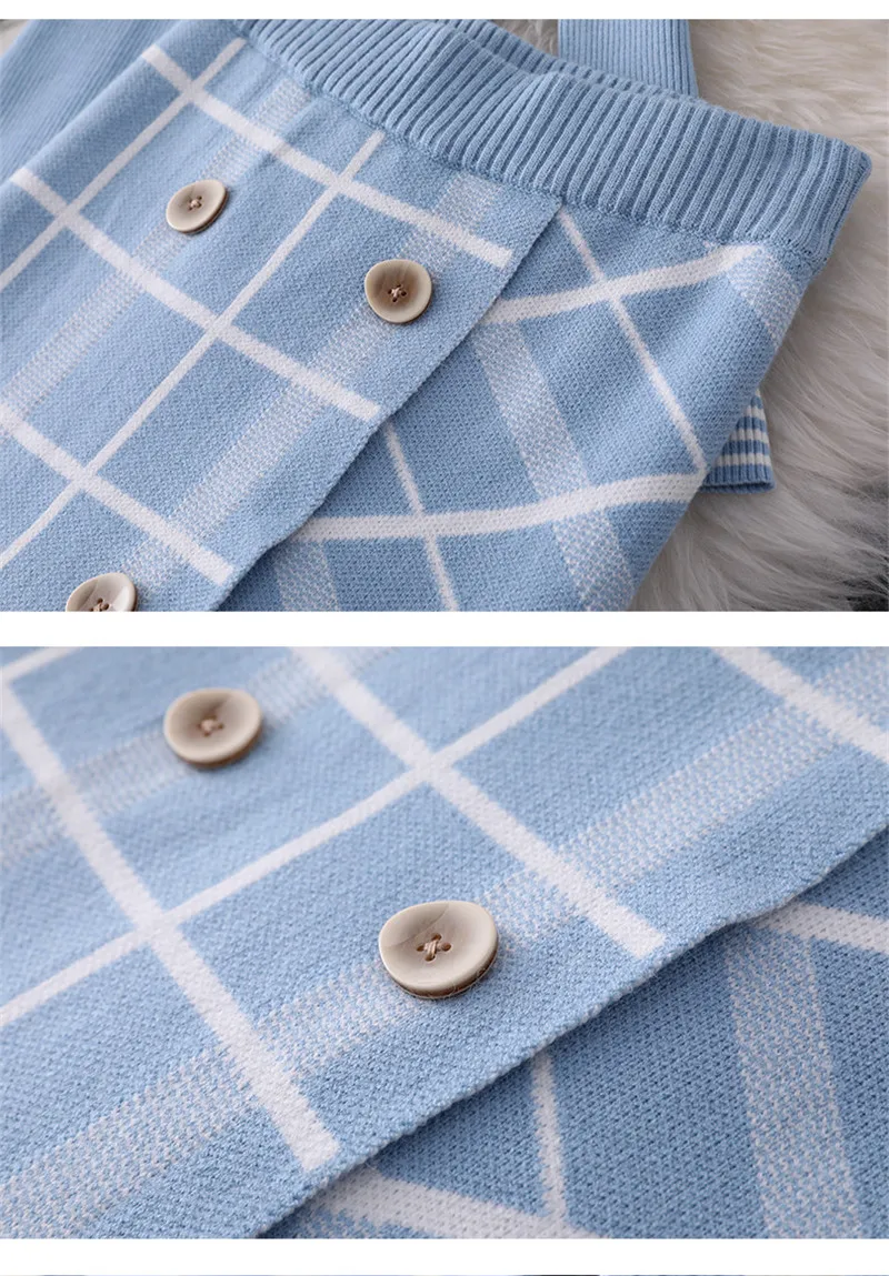 Женский дизайнерский трикотажный свитер и юбка комплект из двух предметов топ с