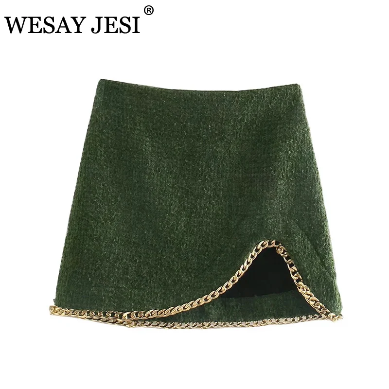 

Юбка-мини WESAY JESI ZA Женская с завышенной талией, модная трапециевидная офисная приталенная текстурированная мини-юбка, осень