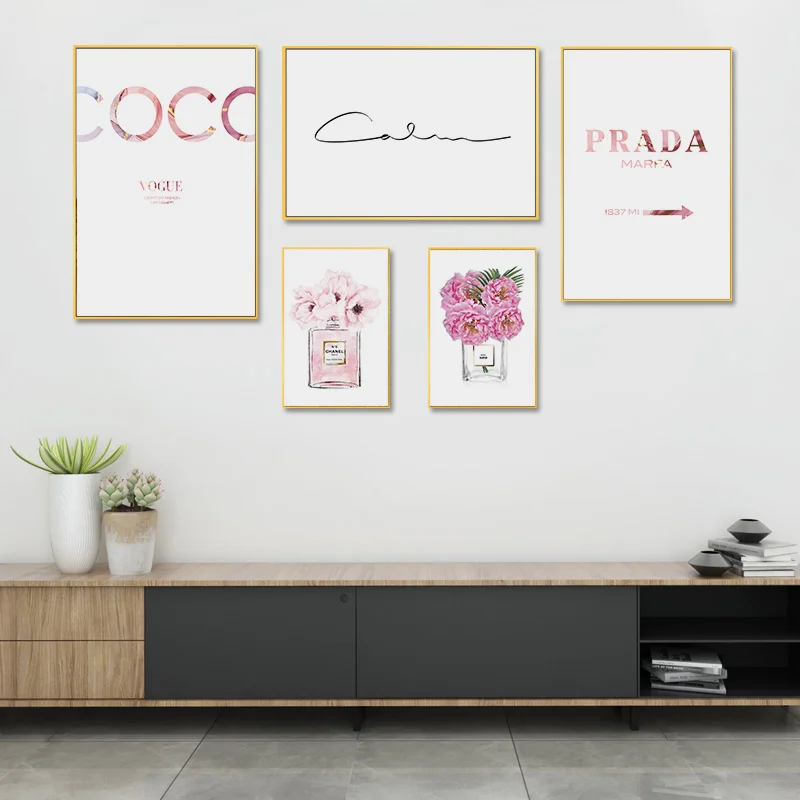 

Modern Wall Art Home Decor Perfume Bottle Canvas Painting Coco Wall Pictures for Living Room Fashion Posters Cuadros No Frame