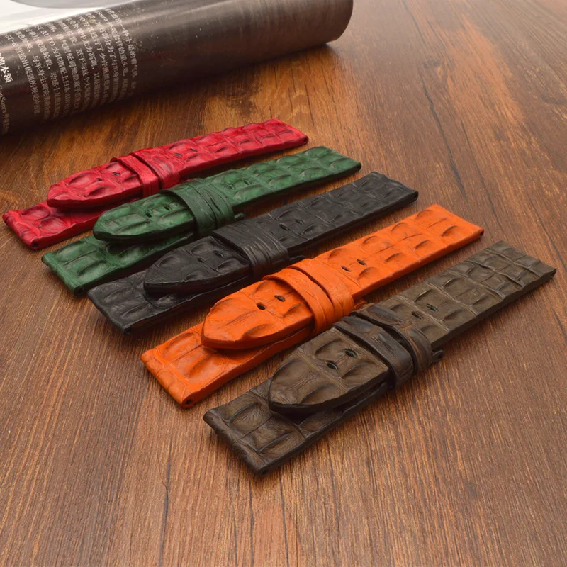 Ремешок мужской из крокодиловой кожи люксовый Модный черный браслет для