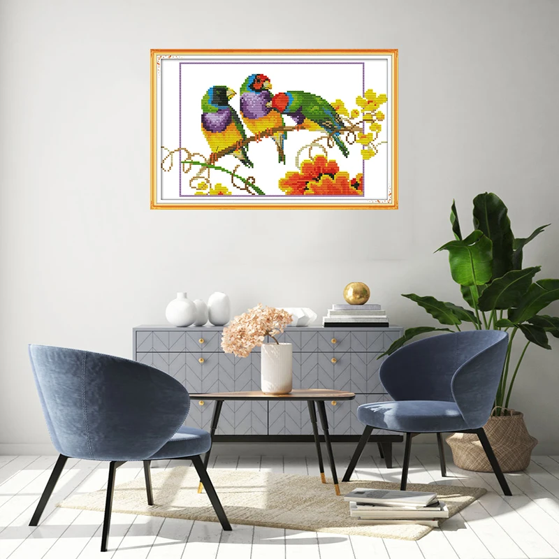 Новое поступление от Joy Sunday наборы для вышивки с тремя попугаями DMC ручной работы