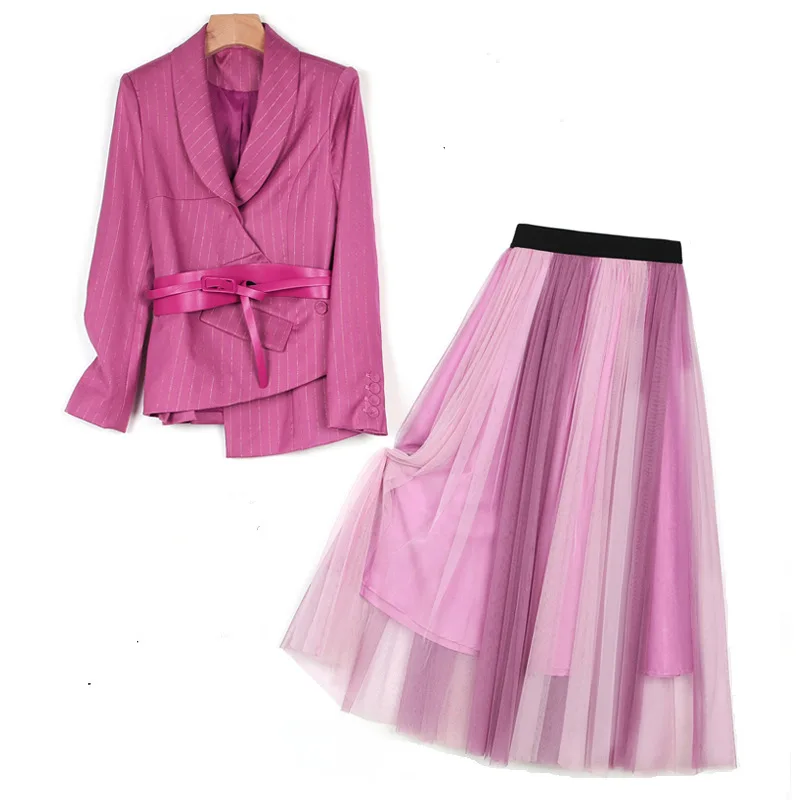 

women Net Skirt Suits office lady suit lady uniform Formall skirt suit jacket 2 piece set skirt with suit women blazer skirt set