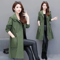 arrival hooded trench coat women spring long outerwear casual tops female cotton windbreaker windproof coats plus size 5xl