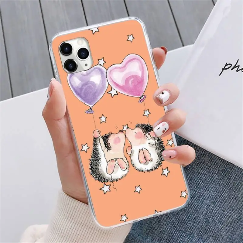 

Kawaii Hedgehog Heart Phone Case For iphone 12 5 5s 5c se 6 6s 7 8 plus x xs xr 11 pro max mini