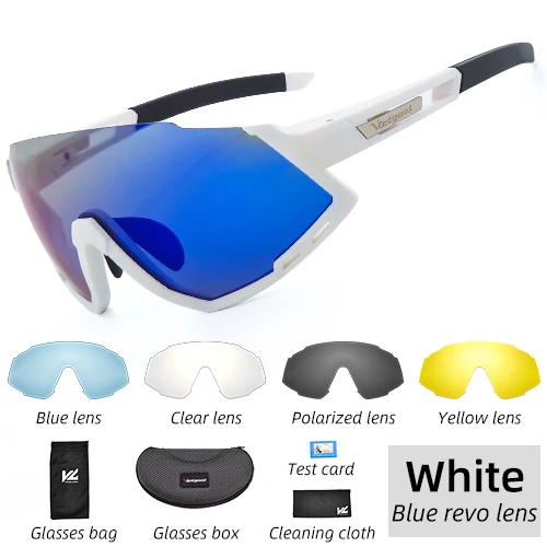 White Glasses VICTGOAL поляризационные велосипедные солнцезащитные очки для шоссейного горного велосипеда мужские очки UV400 5 линзы для велоспорта очки для вождения и бега - Цвет: White Glasses