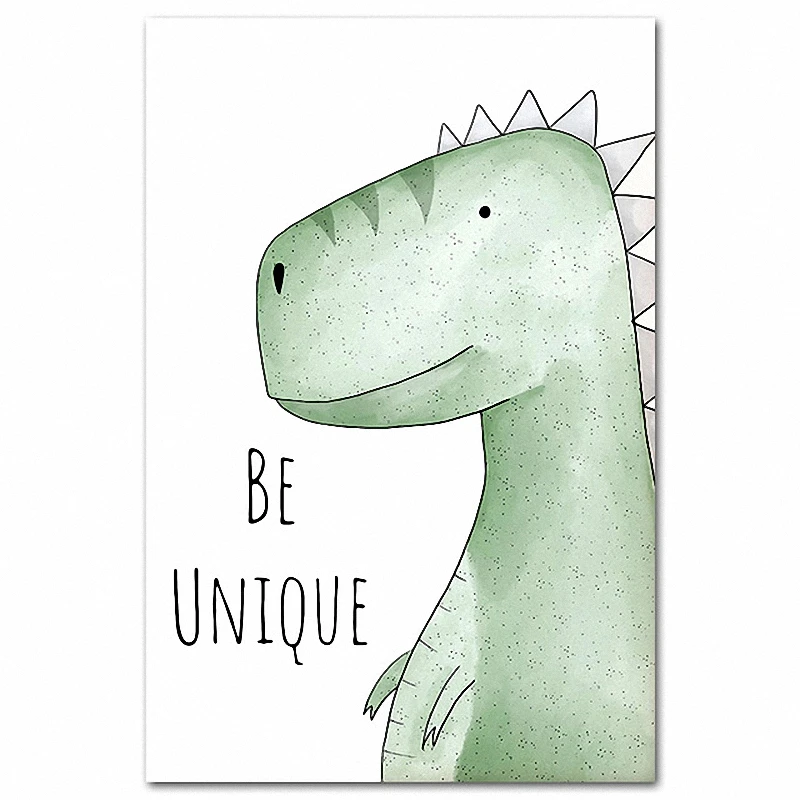 

J Cute Cartoon Animal Decorative Picture Be Brave Be Strong Children's Room Kindergarten Frameless Canvas Painting Wall Art Kids