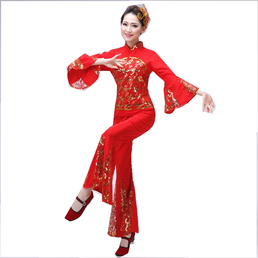 Одежда для китайских народных танцев взрослых танцевальные костюмы Янко с