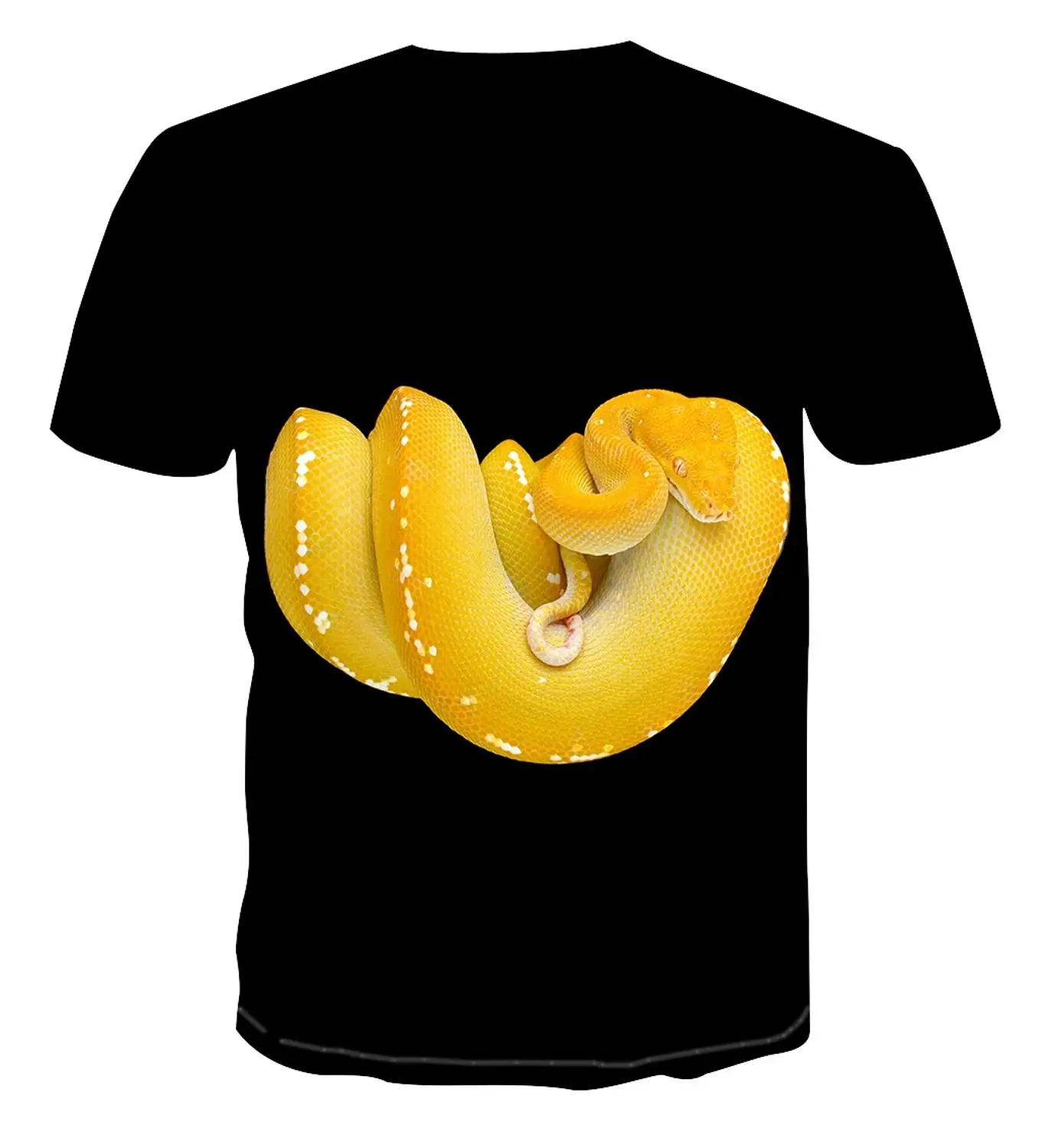 Летняя футболка с 3D принтом змеи круглым вырезом и коротким рукавом удобная