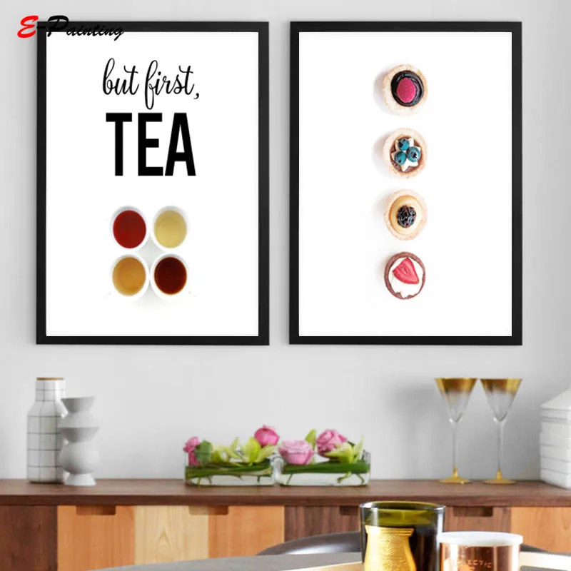 Современный но первый кофе чай торт печать пончик кухня настенные