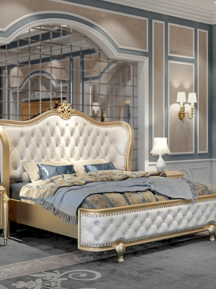 Двуспальная кровать в европейском стиле из кожи 1 8 м|Кровати| |