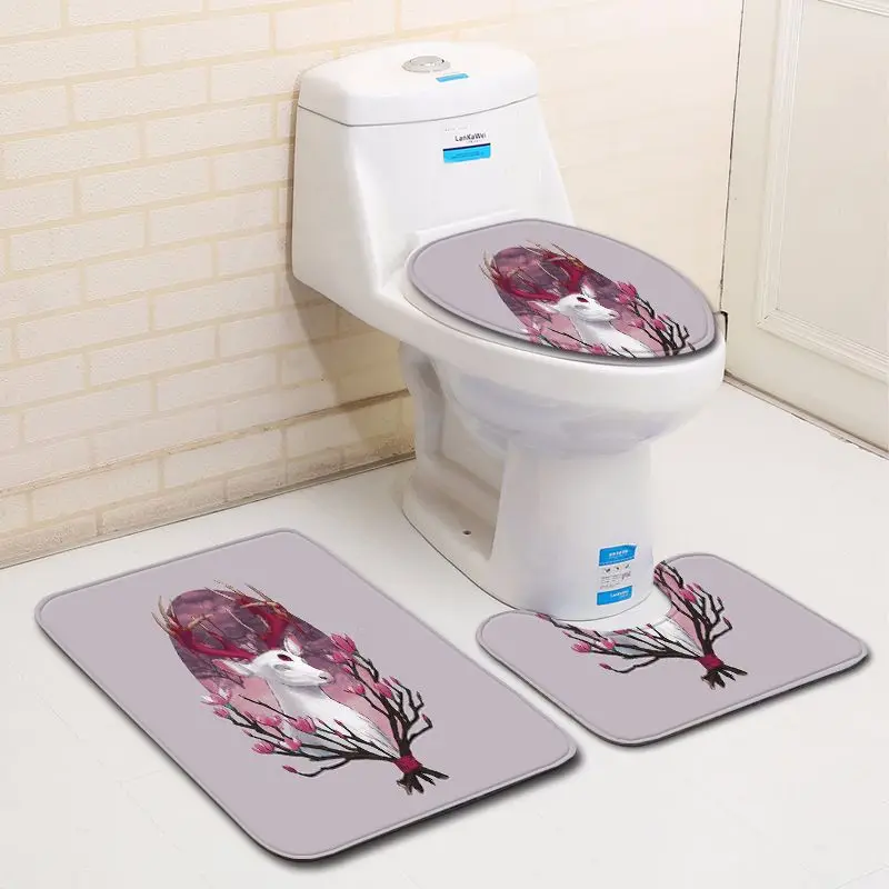 3 шт./компл. Противоскользящий коврик для ванной комнаты 3D окрашенный чехол