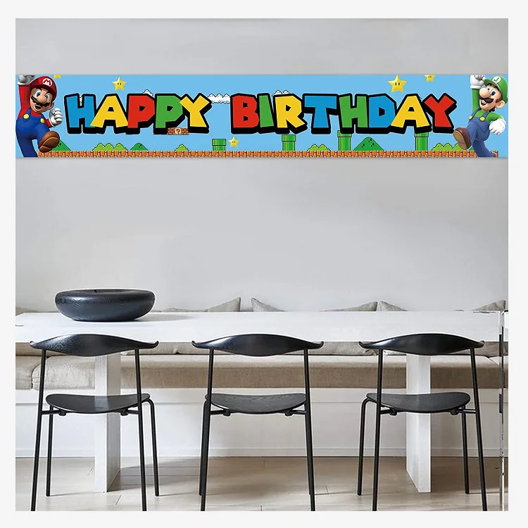 Pancarta de cumplea&ntilde;os de Super Mario para exteriores, 50x300cm, bandera para decorar, suministros de fiesta de cumplea&ntilde;os para ni&ntilde;os, regalos para casas de jard&iacute;n-2