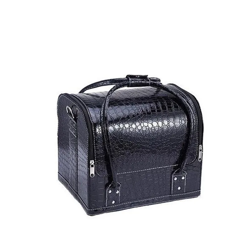

2021 New Portable Diagonal Makeup Case Double-opening multi-layer double-opening nail tattoo toolbox PU cosmetic bag