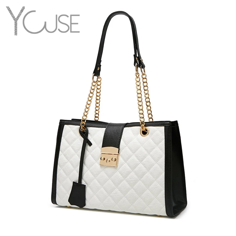 Вместительные женские сумки через плечо из искусственной кожи на цепочке