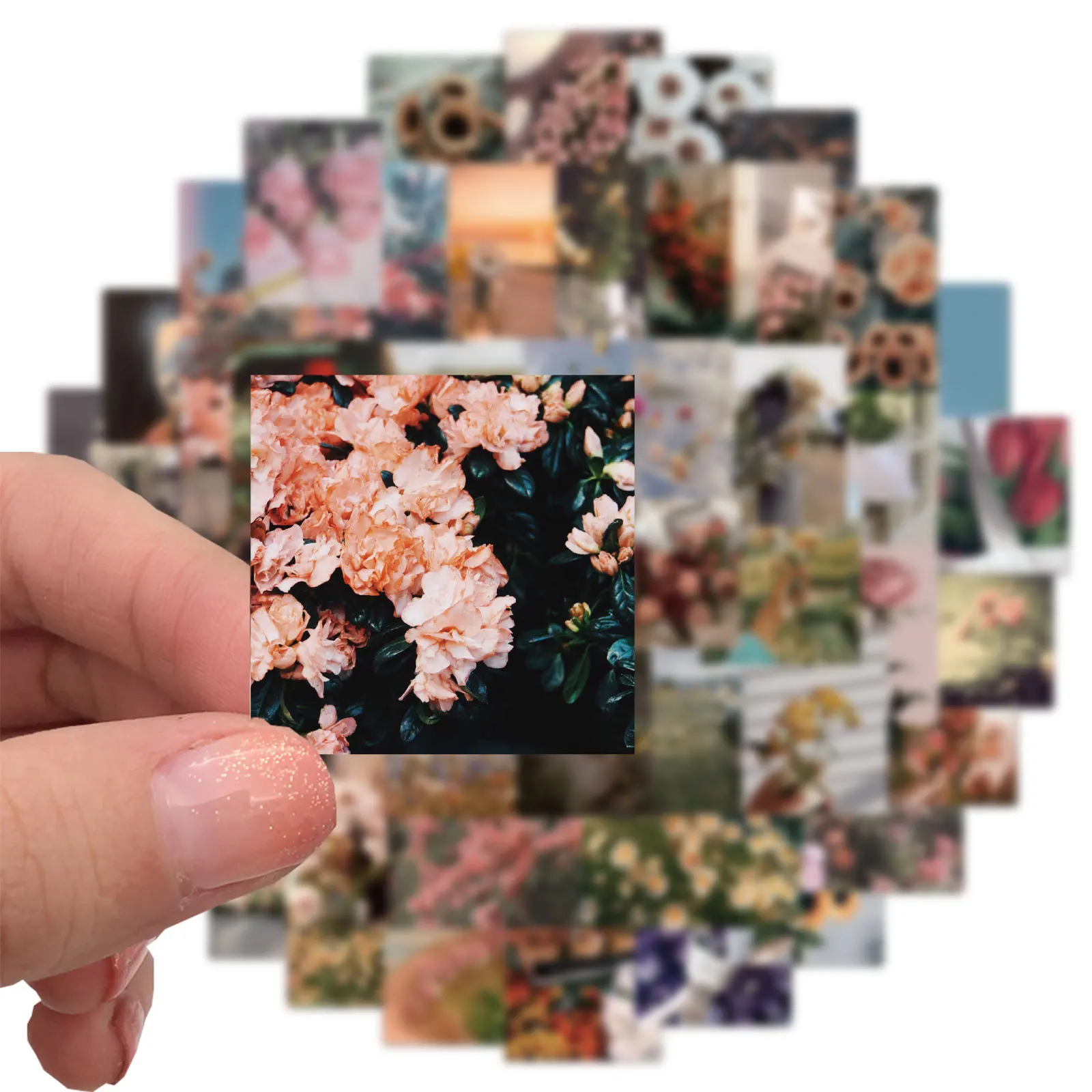 

50 PCS Retro Literary Flowers Fresh Stickers Funny Laptop Guitar Skateboard Luggage Waterproof Graffiti Spoof Kids Toys