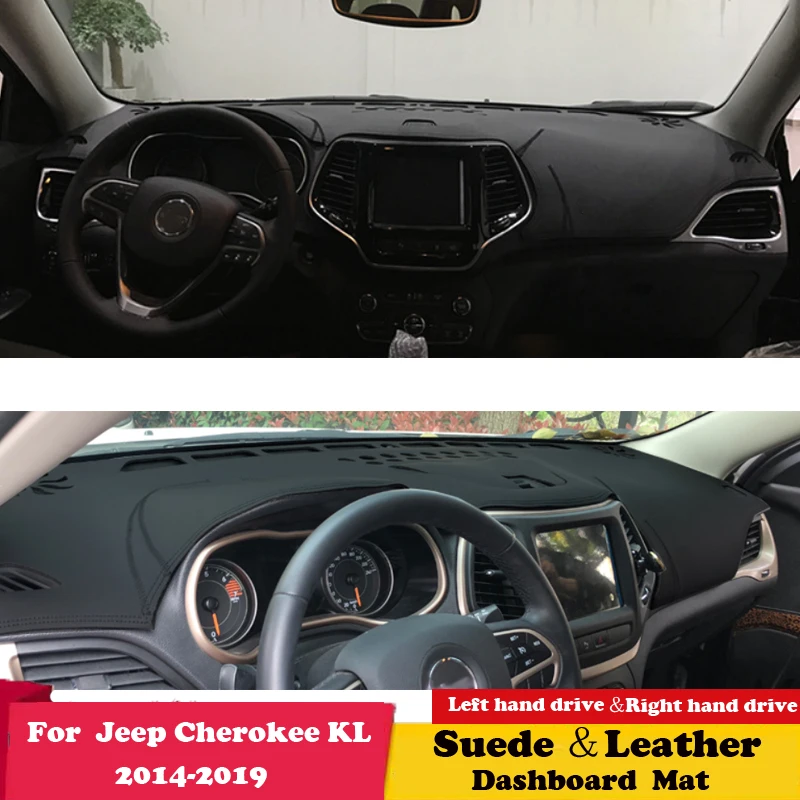 

For Jeep Cherokee KL 2014 2015 2016 2017-2019 Leather Dashmat Dashboard Cover Pad Dash Mat Carpet Car-Styling Accessories Suede