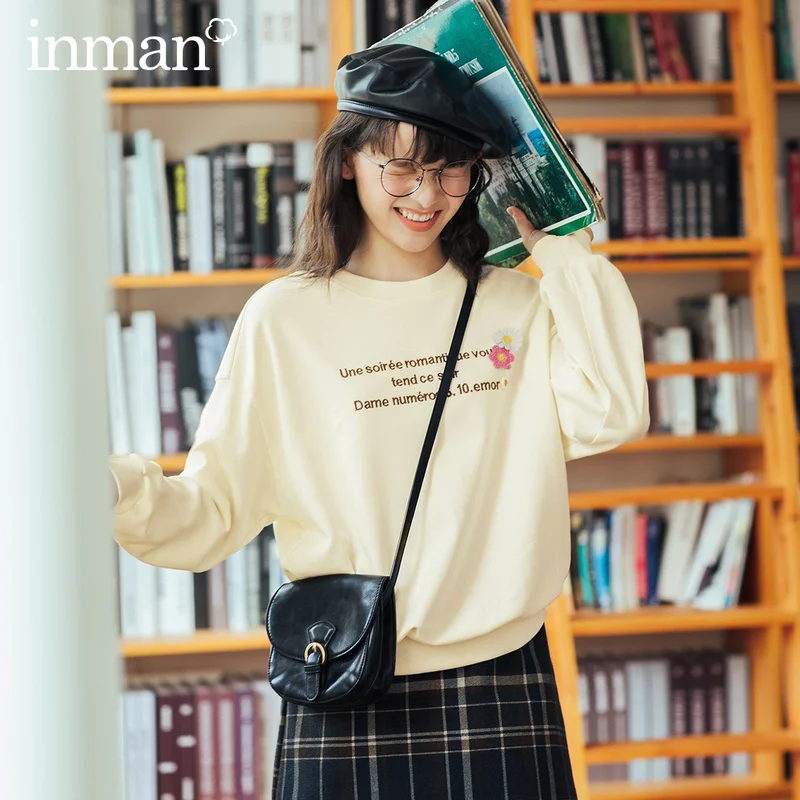 Инман Осень Зима Ретро молодой стиль 3D аппликация цветок круглый воротник с