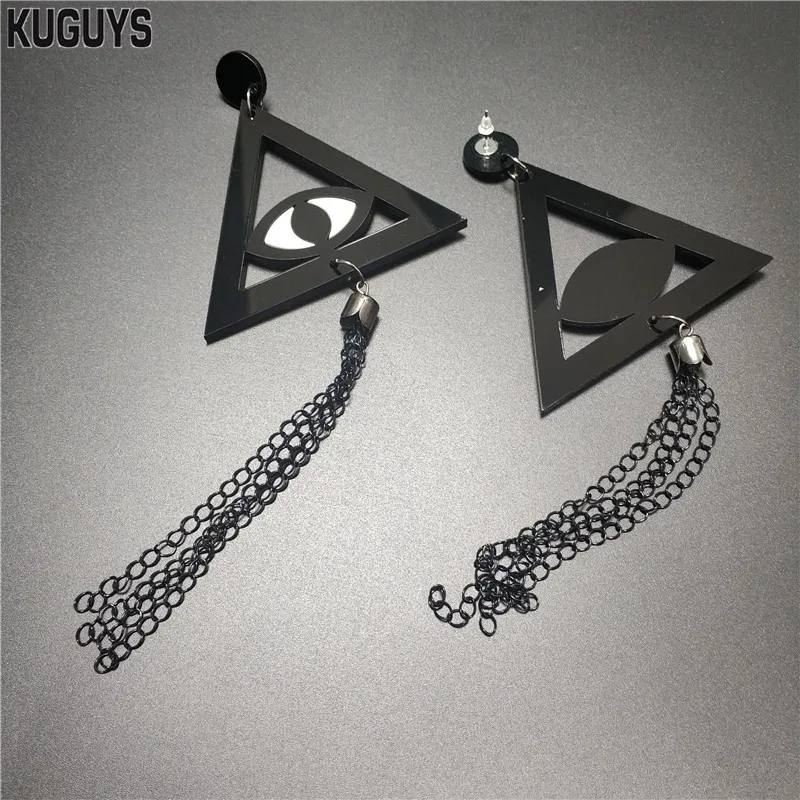 Глаза треугольные длинные кисточки Висячие серьги для девочек женские акриловые