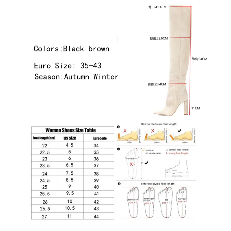 

2021 Women Faux Suede Over The Knee High Slouchy Boots Pointy Toe Chunky Heel Slouch Long Boots Ladies Winter Heeled Shoes AB930
