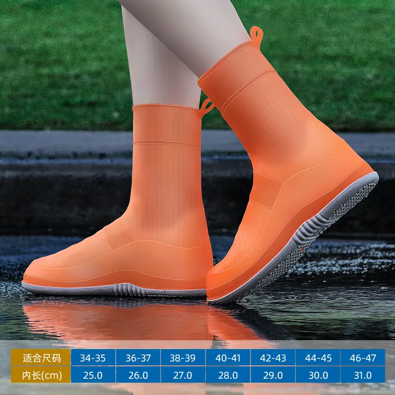 

JALANJALKI Men Shoes Cover Silicone Material Unisex Outdoor Waterproof Women Shoes Rainy Days Reusable Wear-resistant Rain Boots