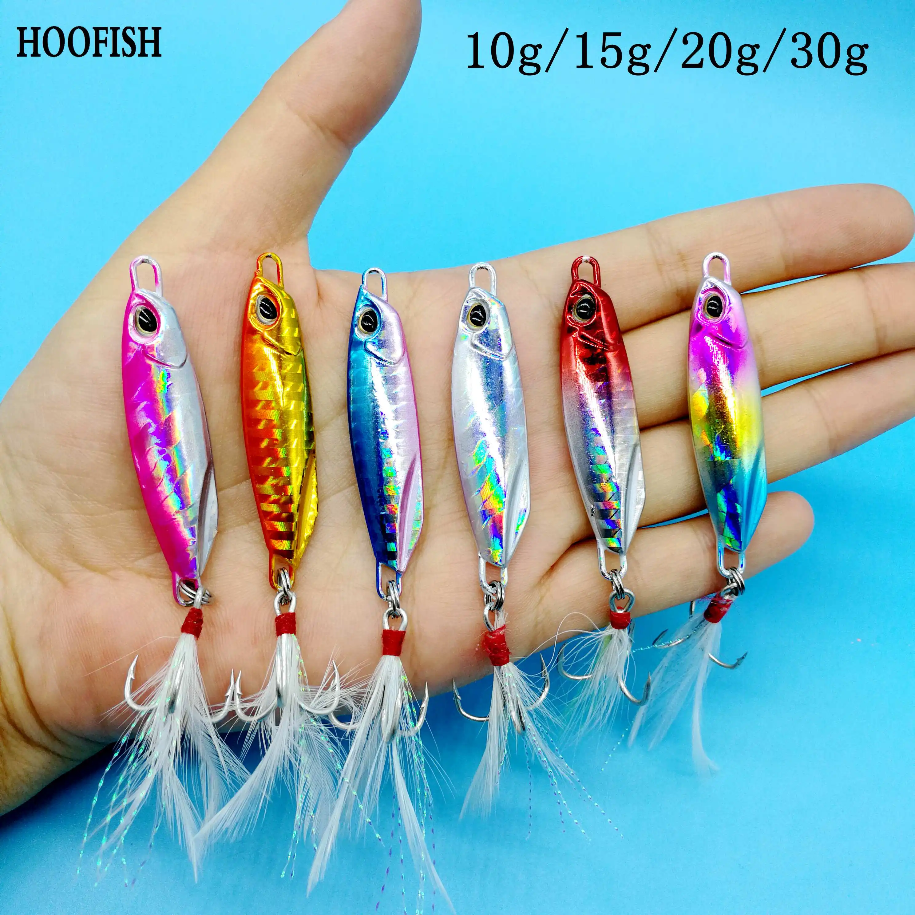 HOOFISH 12 шт./лот литье металлов блесна приманка для рыбалки 10 г/15 г/20 г/30 г крючковый