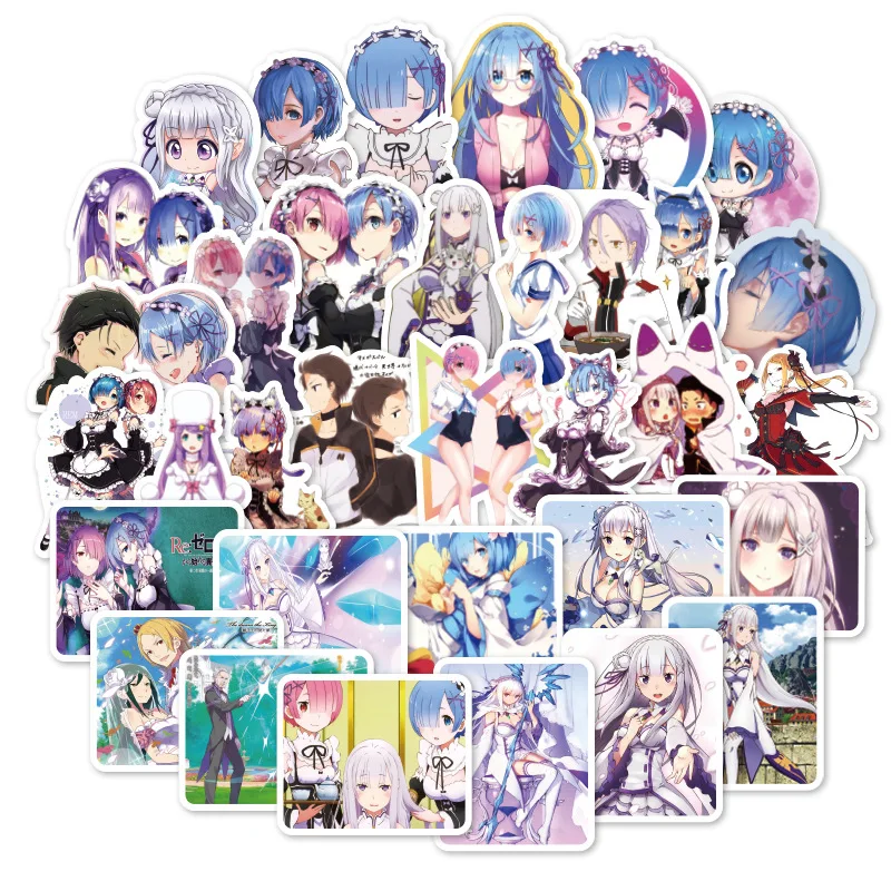 50 шт. аниме стикеры s RE:ZERO Аниме Эмилия ОЗУ милые кавайные девушки Скрапбукинг