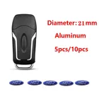 5 шт. 21 мм Алюминиевый автомобильный пульт дистанционного ключа наклейка эмблема аксессуары для Ford Focus Fiesta Ranger Mondeo S-MAX Kuga Mustang Fusion