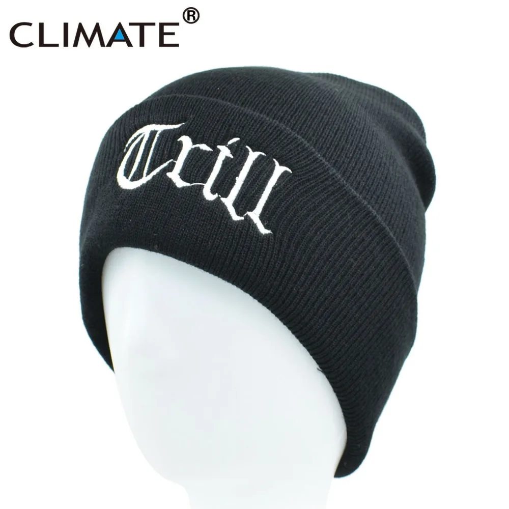 Мужская Шапка-бини CLIMATE Trill Thug Life черная Зимняя Теплая Вязаная Повседневная