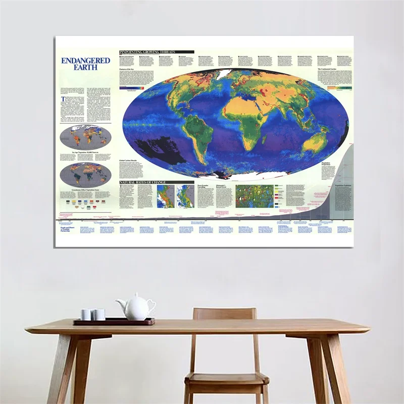 

World Atlases Maps 225*150cm World Map Wall Sticker Posters and Prints for Living Room Office School Culture and Education
