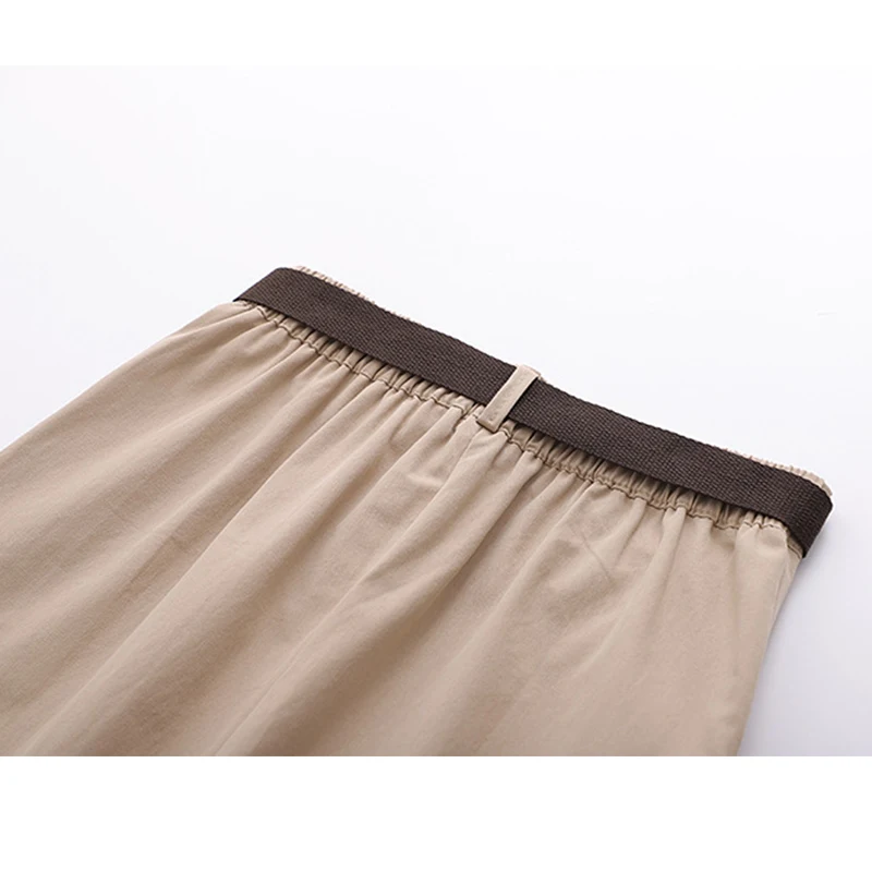 Женская хлопковая юбка миди TIGENA простая повседневная длинная с разрезом и