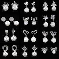 women round white simulated pearl drop earrings butterfly lady earrings fashion trendy wedding party ear jewelry for girlfriend