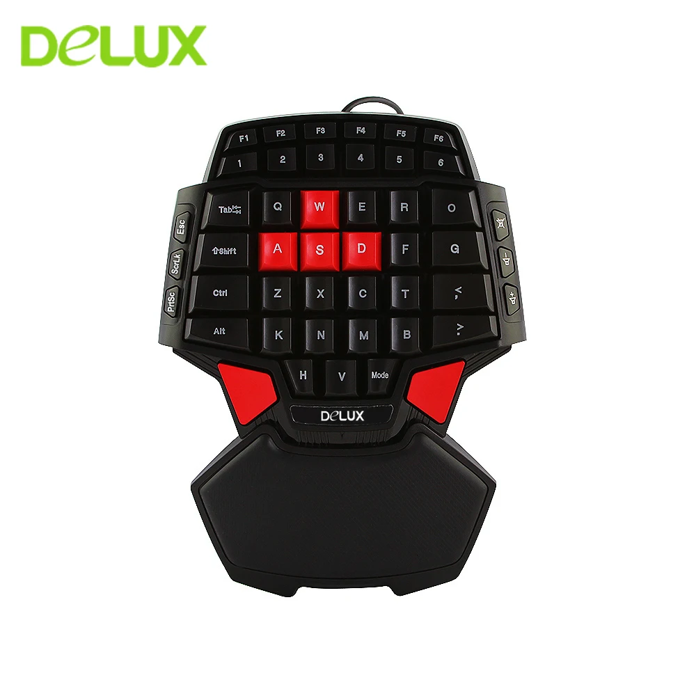 Delux T9 профессиональная игровая мини клавиатура с одной рукой проводная