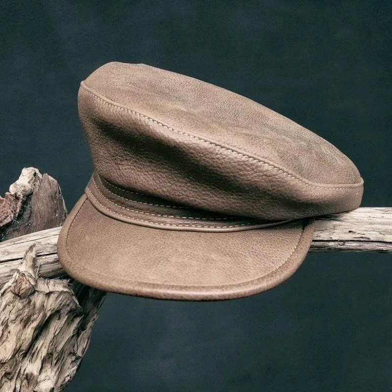 Роскошная натуральная кожа для влюбленных в стиле панк военная шапка Casquette берет