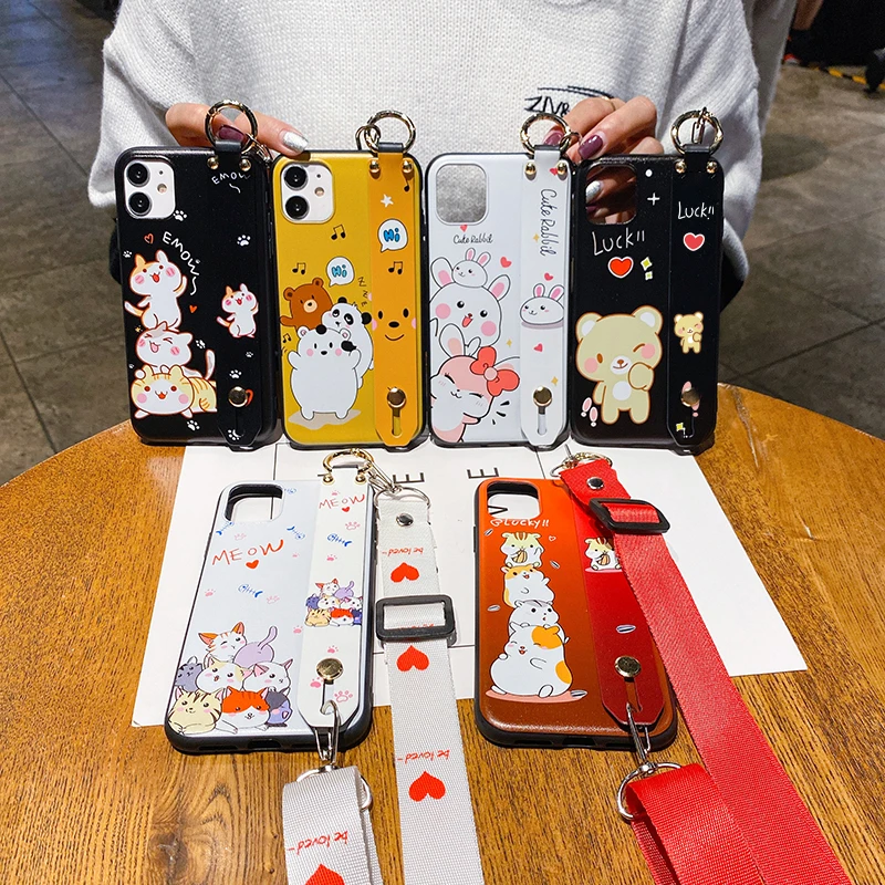 Чехол с ремешком на запястье для Huawei Honor 30 9X Pro 9A 20 9s 9C 30S X10 Max Play 10i 8A 8 9 View 10 Lite 20i 7A