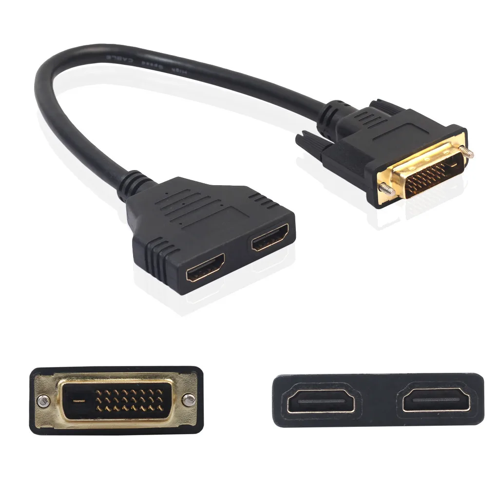 EPULA 2019 Новый USB адаптер DVI D 24 + 1 штекер на 2 HDMI Женский Кабель двунаправленный