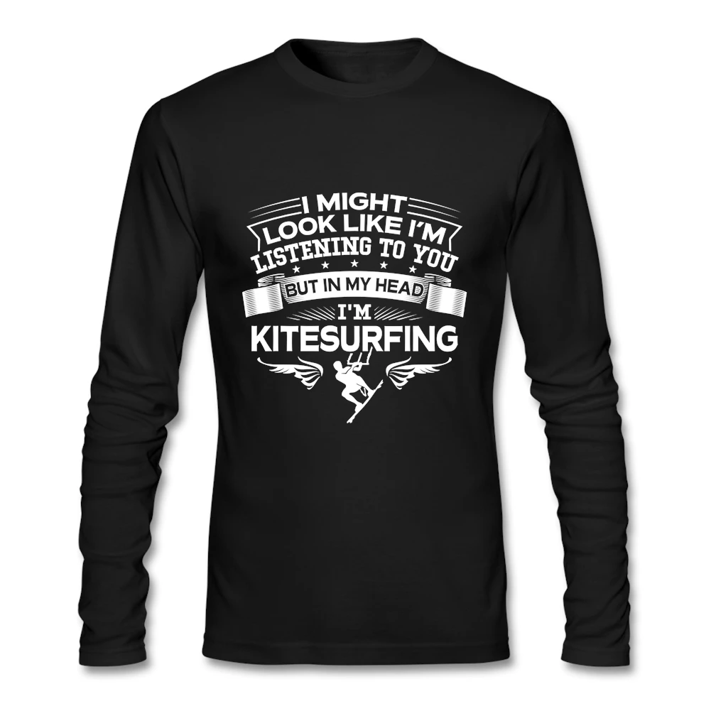 Модные мужские футболки для кайтсерфинга из 100% хлопка с круглым вырезом и