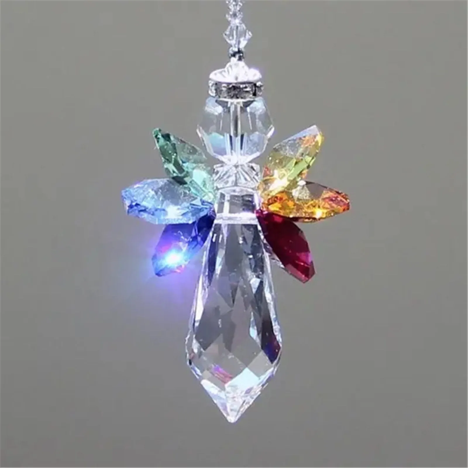 Modern Rainbow Crystal Angel Chakra Suncatcher Car Charm Pendant Wall Window Door Wind Chimes Hanging Ornaments Room Home Decor | Дом и сад