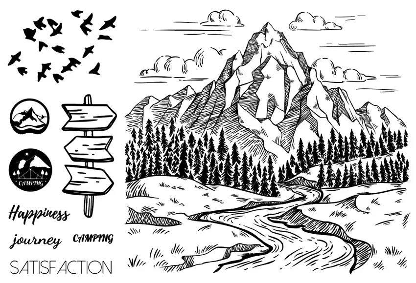 11*16 см горы реки прозрачные штампы/силиконовые уплотнения Ролик Штамп для DIY