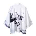 Летнее Новое японское кимоно с семи рукавами, укийо-э-дракон, белый плащ, жакет, кардиган, юката, азиатская одежда