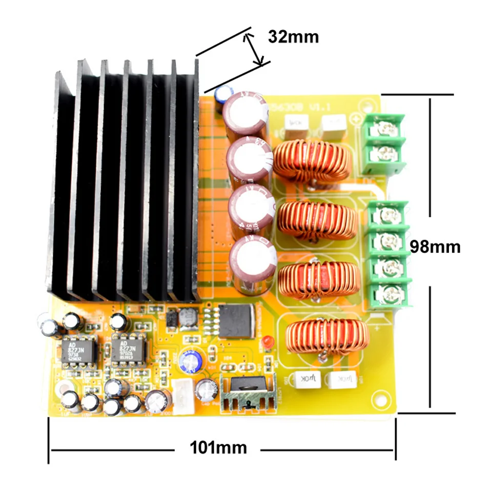 2x300 Вт Цифровой Усилитель мощности доска 2 канала высокой TAS5630 класса D с AD827 пре