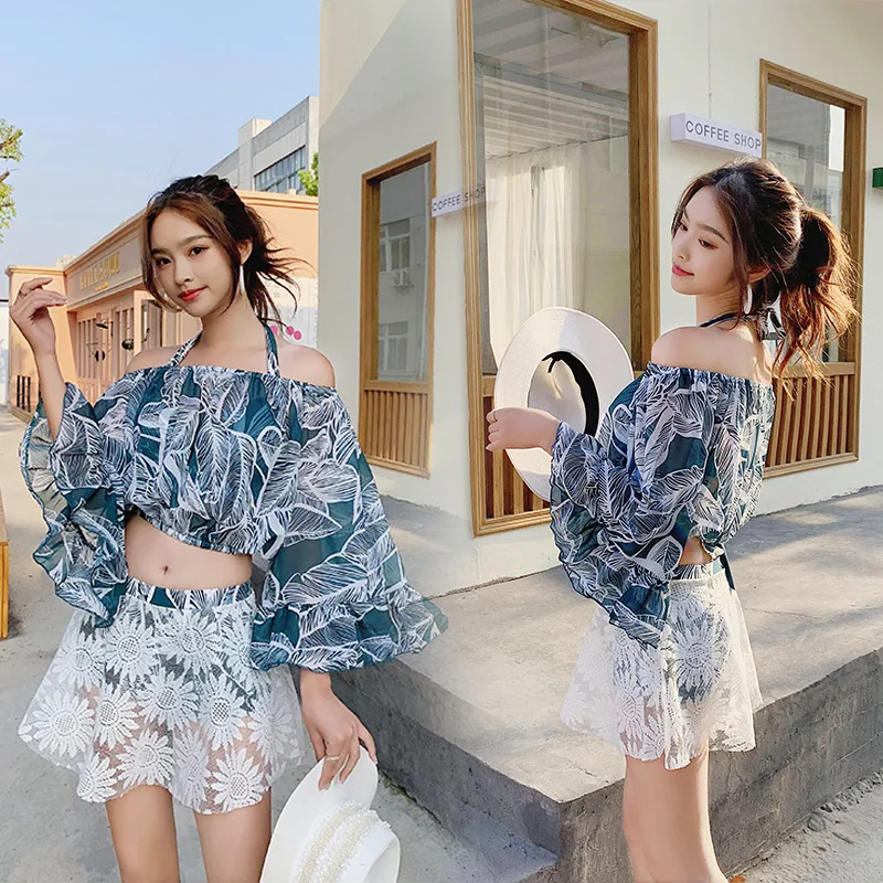 Купальник женский в Корейском стиле пикантный новый комплект с принтом и