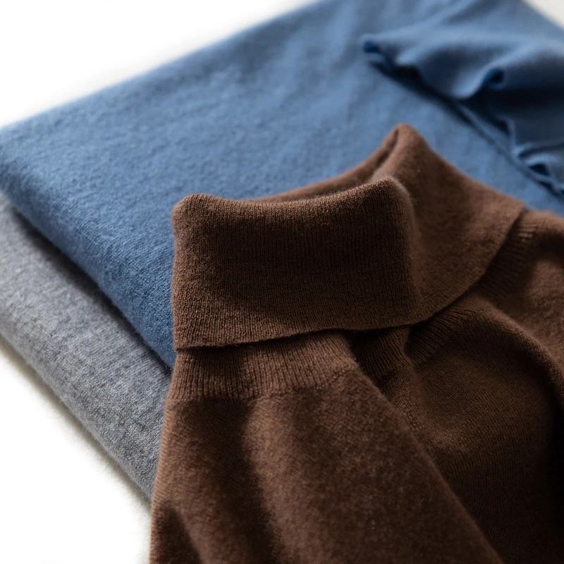 Мужская шерстяная кашемировая водолазка однотонный шерстяной пуловер с