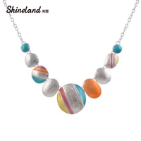 shineleland new designbijoux fashion ethnic necklace for women trendy clolrful round chokers statement pendant vintage jewelry