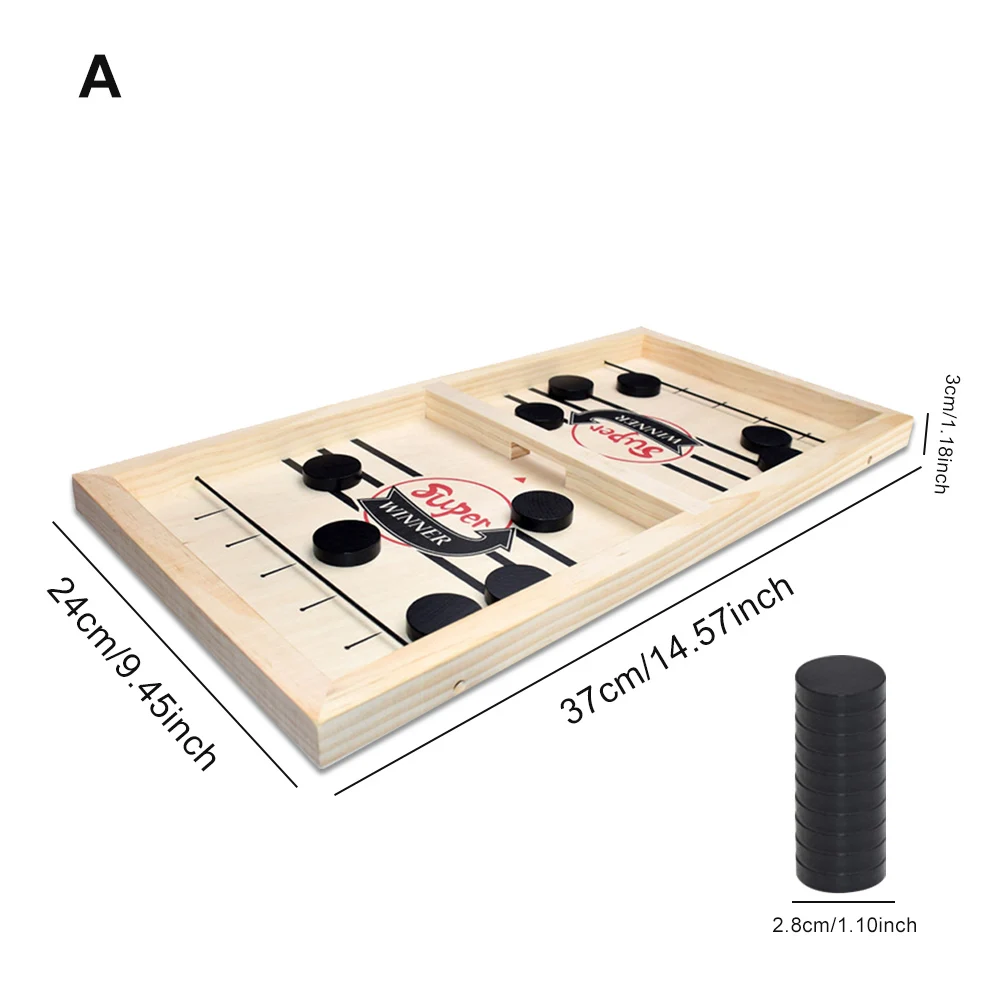 

Kids Fast Sling Puck Table Game Wooden Desktop Hockey Table Game Set Funny Classic Battle Board Games For Family Interaction