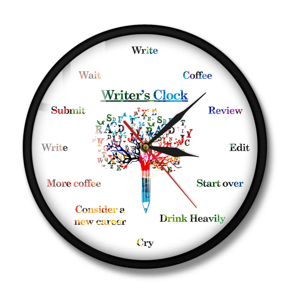 Время писать забавные настенные часы для писателей фантастика писатель слово