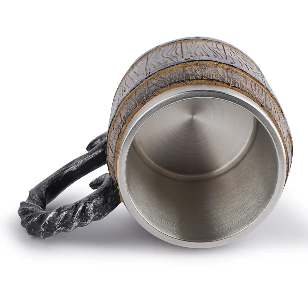 Кружка для пива деревянная в стиле викингов стакан ручной работы из древесины