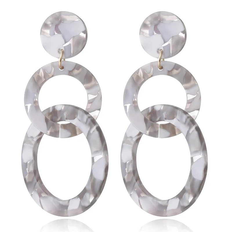

JINGLIANG Large Tortoiseshell Round Acrylic Acetate Earrings For Women Jewelry