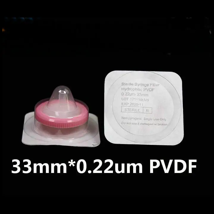 12 шт./лот одноразовый стерильный шприц фильтр мембрана PVDF диаметром 33 мм размер